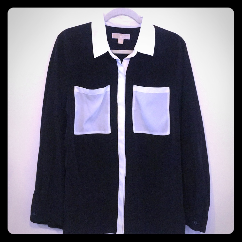 Michael Kors Button Up Color Block Blouse - image 1